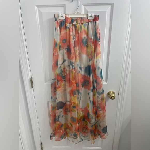 Chicwish ORANGE BLOSSOM WATERCOLOR MAXI SKIRT Sz M - Picture 5 of 8